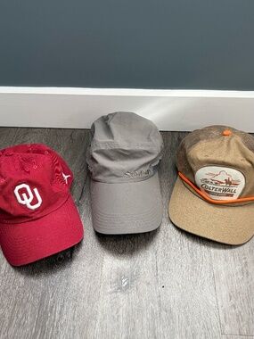 Bundle of 3 Hats including University of Oklahoma, Simms, and Colter Wall